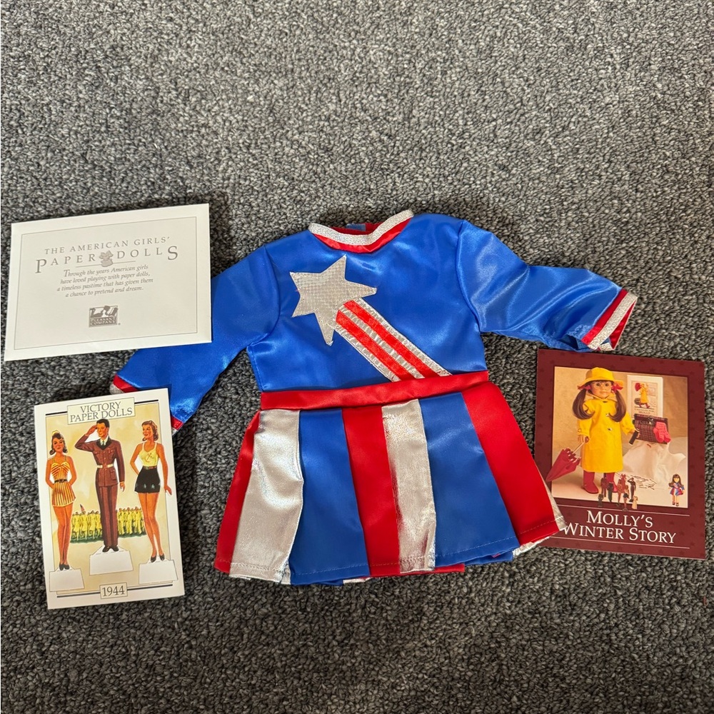 American Girl Doll Molly 🩷 Miss Victory Costume Skirt Leotard Silver Star